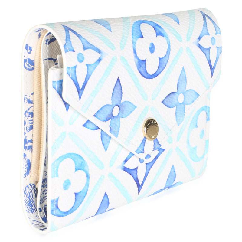 Louis Vuitton Blue Monogram Tiles By The Pool Canvas Victorine Wallet Blue; White Coated