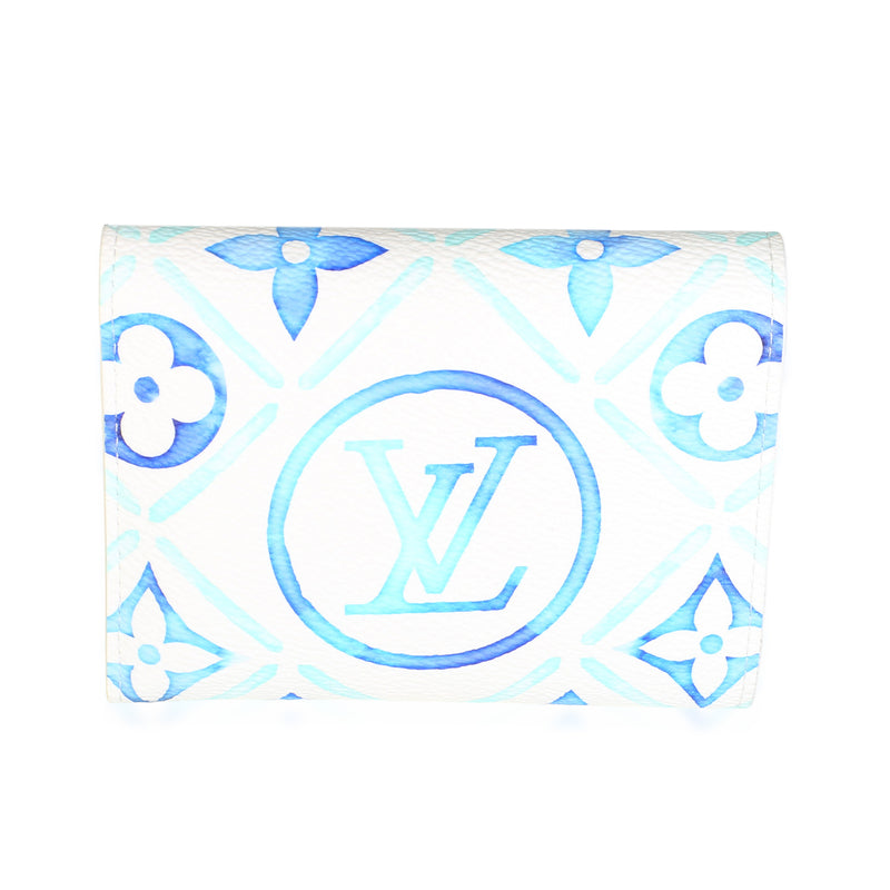 Louis Vuitton Blue Monogram Tiles By The Pool Canvas Victorine Wallet Blue; White Coated