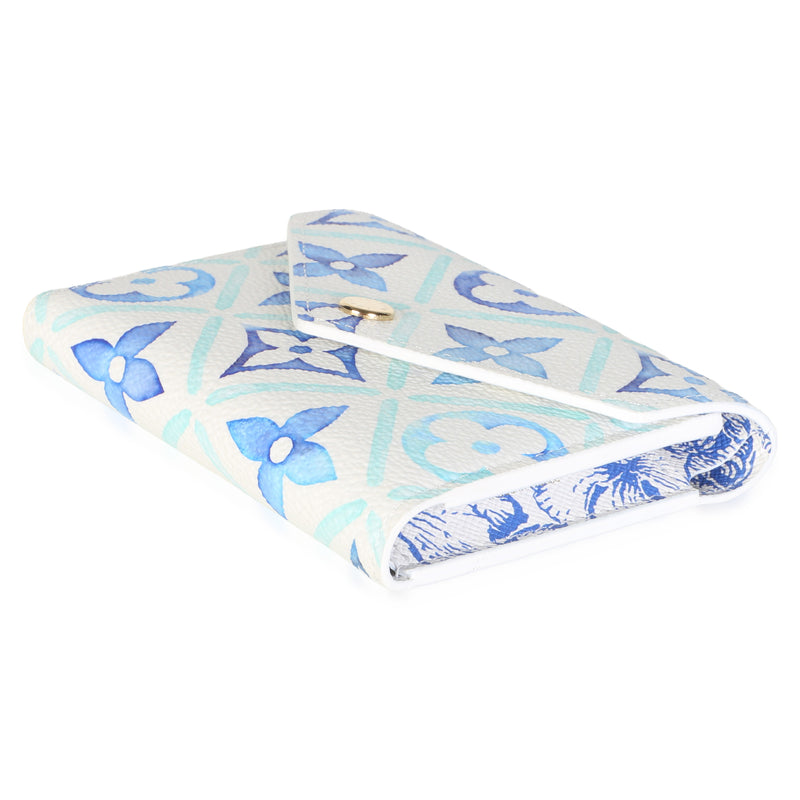 Louis Vuitton Blue Monogram Tiles By The Pool Canvas Victorine Wallet Blue; White Coated