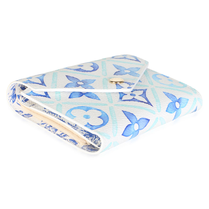 Louis Vuitton Blue Monogram Tiles By The Pool Canvas Victorine Wallet Blue; White Coated