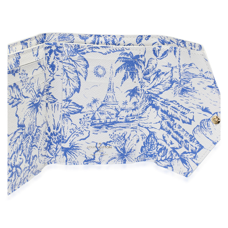 Louis Vuitton Blue Monogram Tiles By The Pool Canvas Victorine Wallet Blue; White Coated