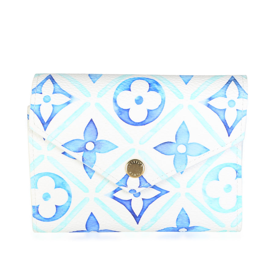 Louis Vuitton Blue Monogram Tiles By The Pool Canvas Victorine Wallet Blue; White Coated