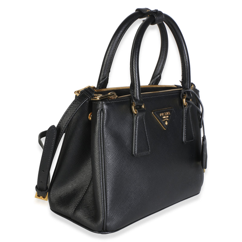 Prada Black Saffiano Lux Mini Galleria Double Zip Tote Leather