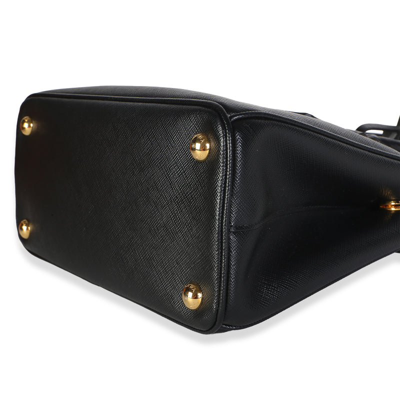 Prada Black Saffiano Lux Mini Galleria Double Zip Tote Leather