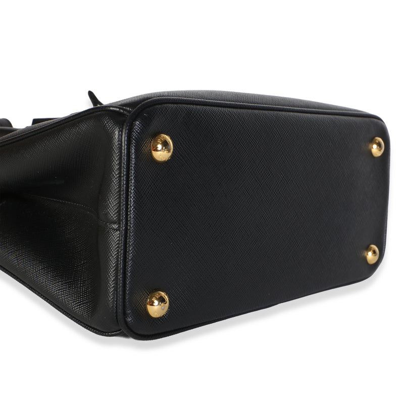 Prada Black Saffiano Lux Mini Galleria Double Zip Tote Leather