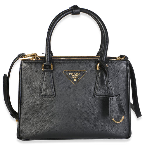 Prada Black Saffiano Lux Mini Galleria Double Zip Tote Leather