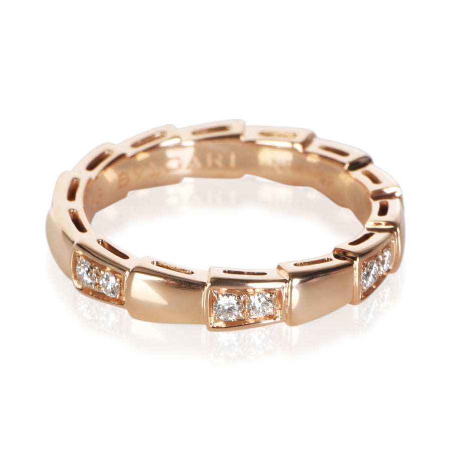 Bvlgari Rose Gold Diamond Serpenti Viper Ring 18k Rings