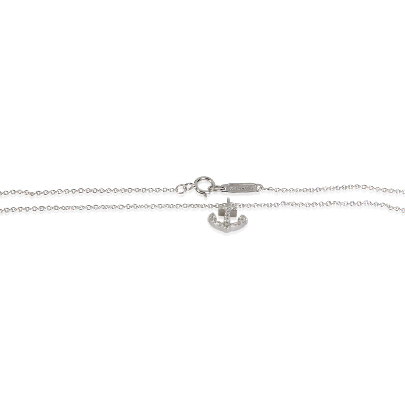 Tiffany & Co. White Gold Diamond Mini Anchor Pendant 18k