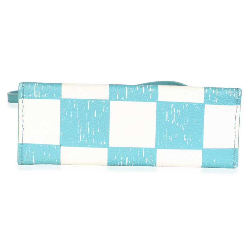 Louis Vuitton Teal White Damier Checker Canvas Sac Plat Xs Blue; Leather Bag
