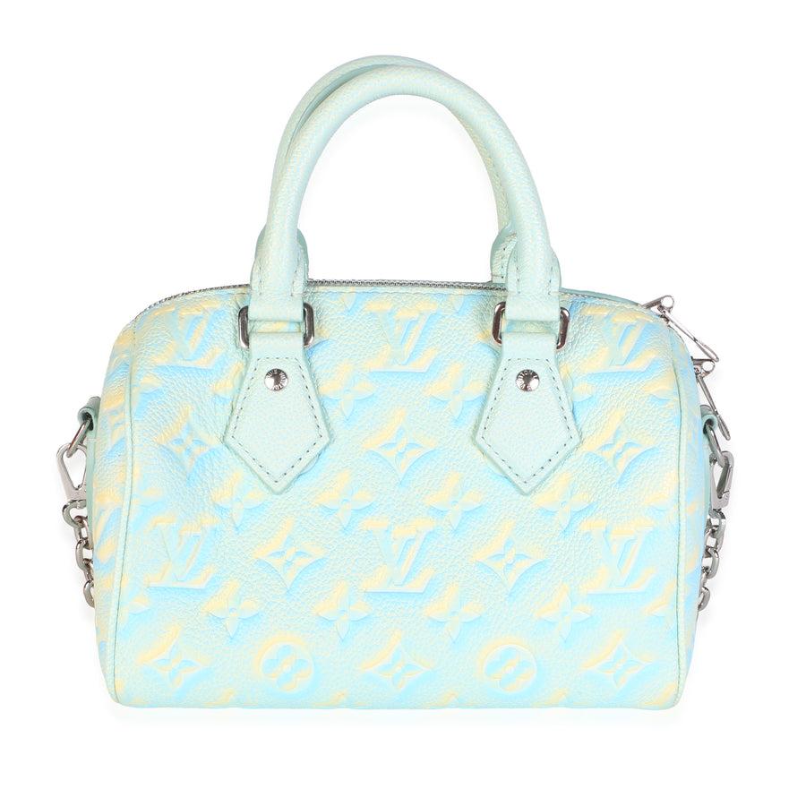 Louis Vuitton Water Green Monogram Empreinte Summer Stardust Speedy 20 Beige; Blue; Multicolor Leather Bag