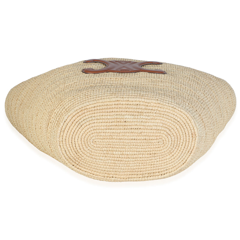 Celine Tan Calfskin Raffia Medium Supple Classic Panier Tote Beige; Straw/raffia
