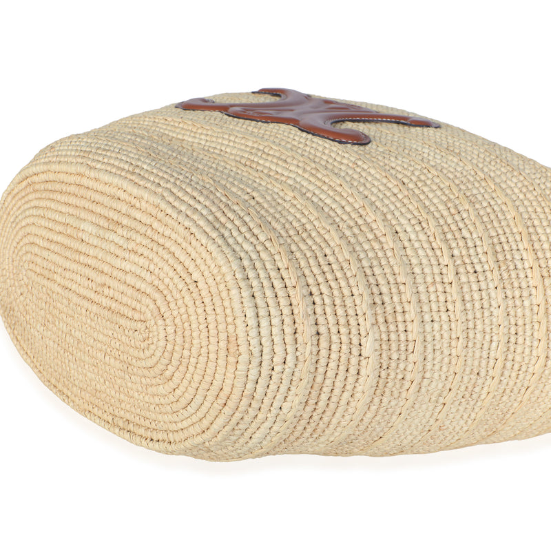 Celine Tan Calfskin Raffia Medium Supple Classic Panier Tote Beige; Straw/raffia