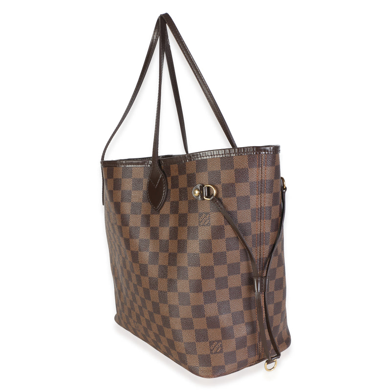 Louis Vuitton Damier Ebene Canvas Neverfull Mm Brown Coated Bag