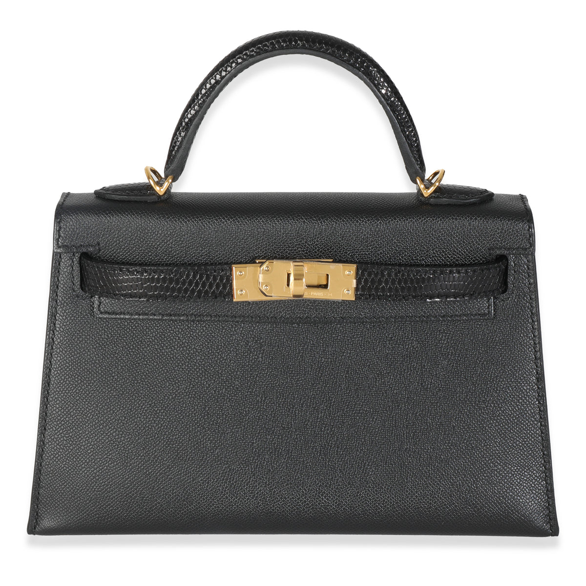 Hermès Black Madame Lizard Touch Sellier Mini Kelly 20 Ii Ghw Exotic; Leather Bag