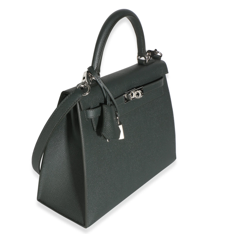 Hermès Vert Mangrove Epsom Sellier Kelly 25 Phw Green Leather Bag