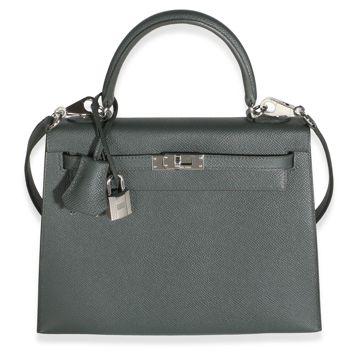 Hermès Vert Mangrove Epsom Sellier Kelly 25 Phw Green Leather Bag