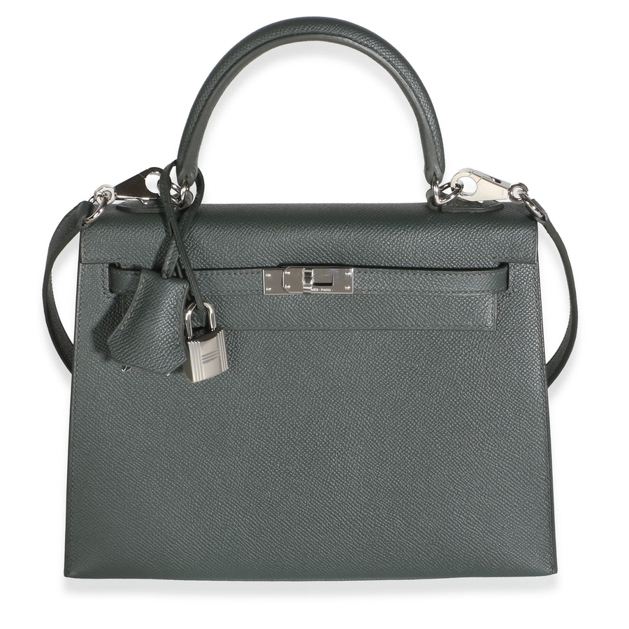 Hermès Vert Mangrove Epsom Sellier Kelly 25 Phw Green Leather Bag