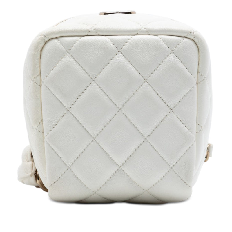 CC Quilted Lambskin Cube Zip Clutch with Chain - Image 3