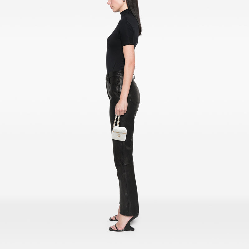 CC Quilted Lambskin Cube Zip Clutch with Chain - Image 6