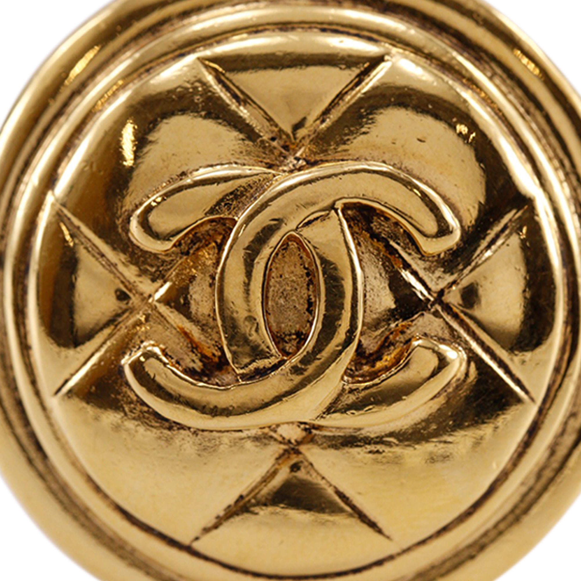CC Gold Plated Quilted Round Clip On Earrings - Image 5
