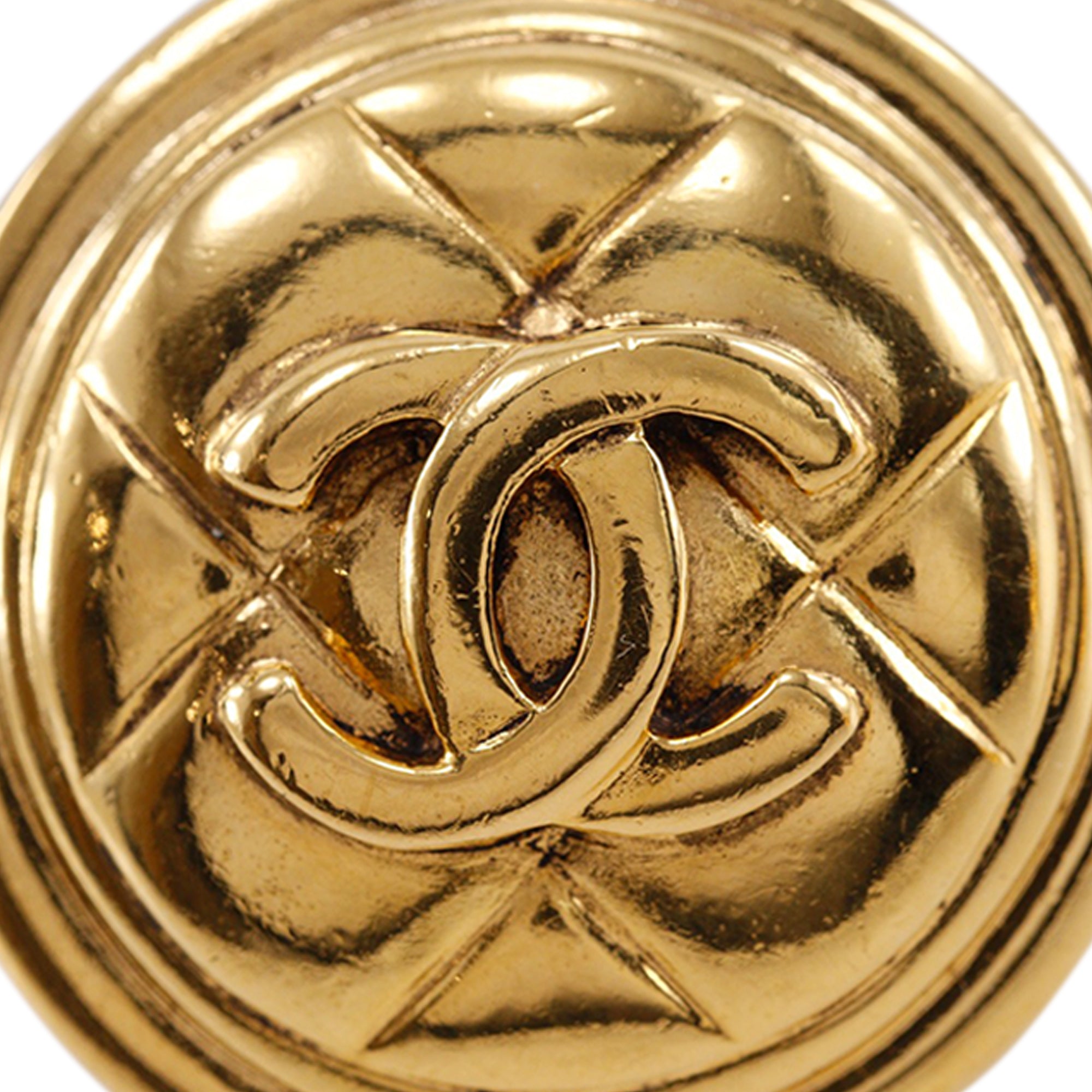 CC Gold Plated Quilted Round Clip On Earrings - Image 6