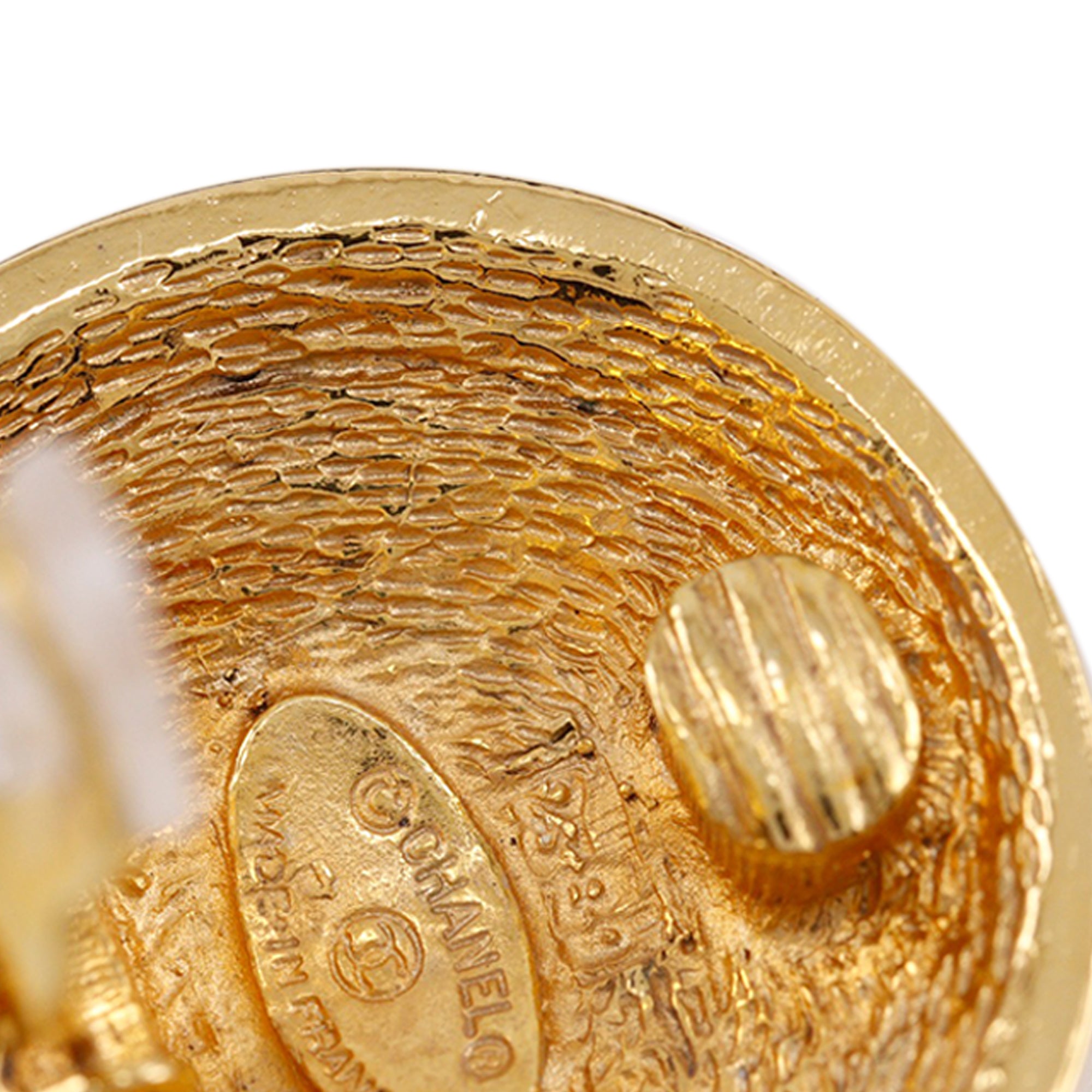 CC Gold Plated Quilted Round Clip On Earrings - Image 8