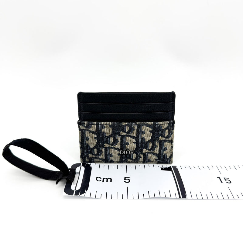 Christian Dior Card Holder Oblique Canvas And Leather Black Accessory