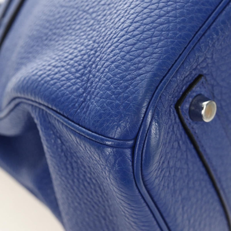 Hermes Birkin Blue Clemence With Palladium Hardware Leather Bag