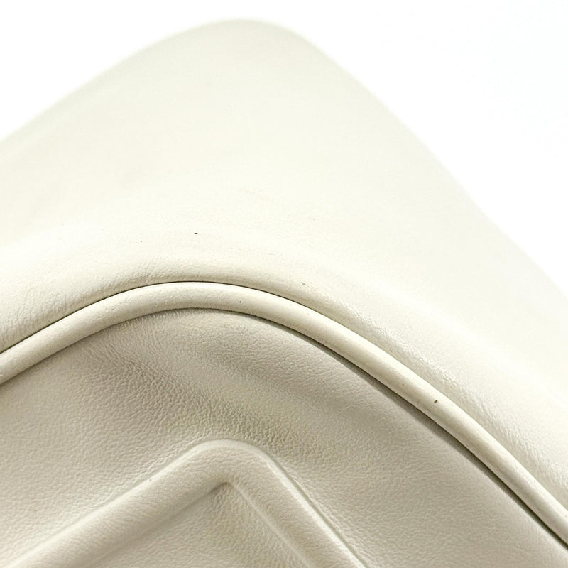 Prada Triangle Logo Zip Leather White Bag