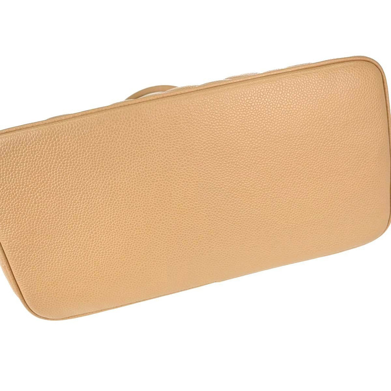 Chanel Medallion Quilted Caviar Beige Leather Bag