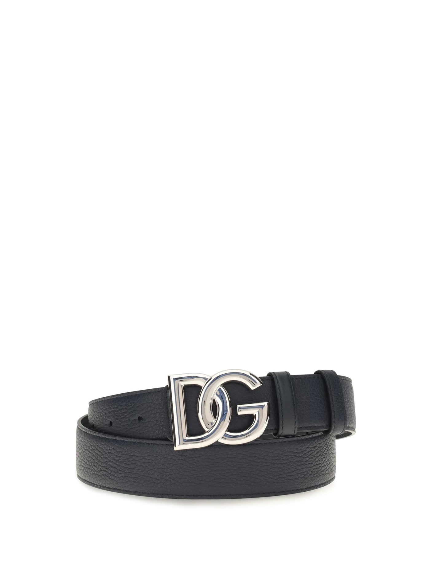 Dolce & Gabbana Dg Logo Buckle Leather Belt — Blue Calf Bos Taurus