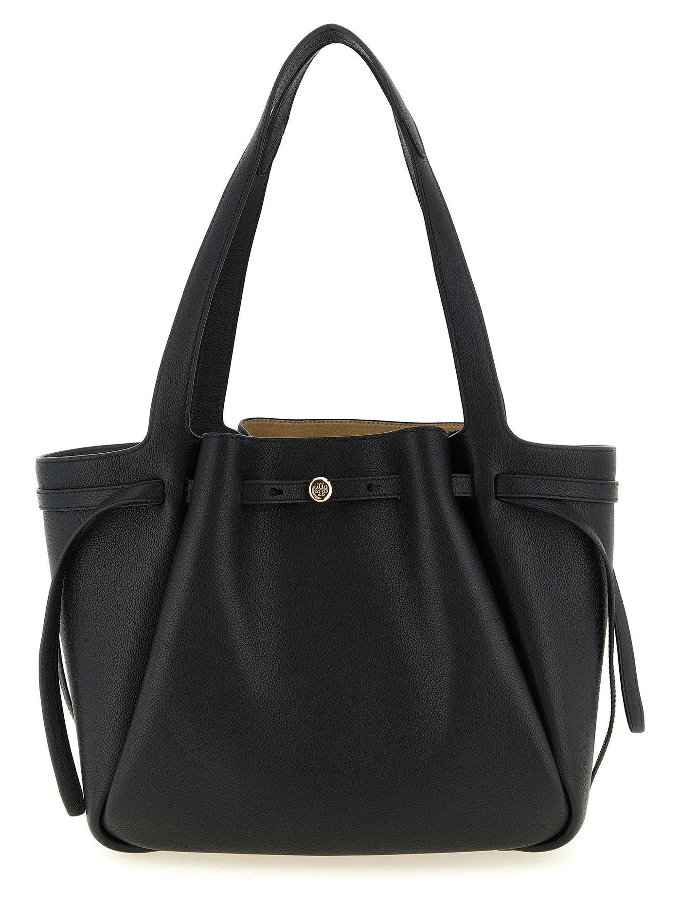 Tory Burch Romy Tote Bag — Black Hammered Leather