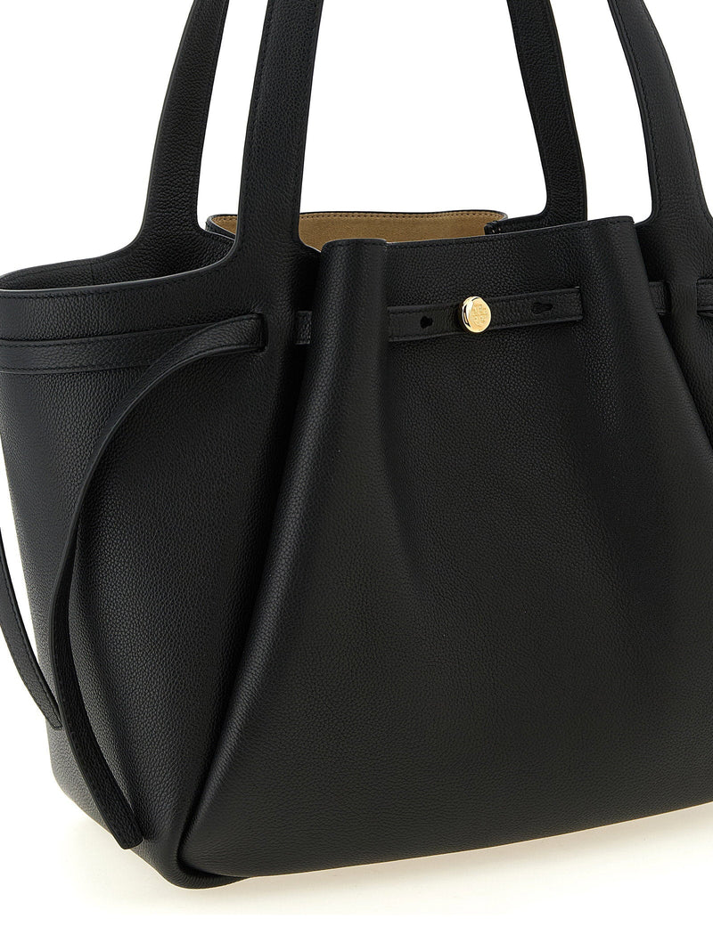 Tory Burch Romy Tote Bag — Black Hammered Leather
