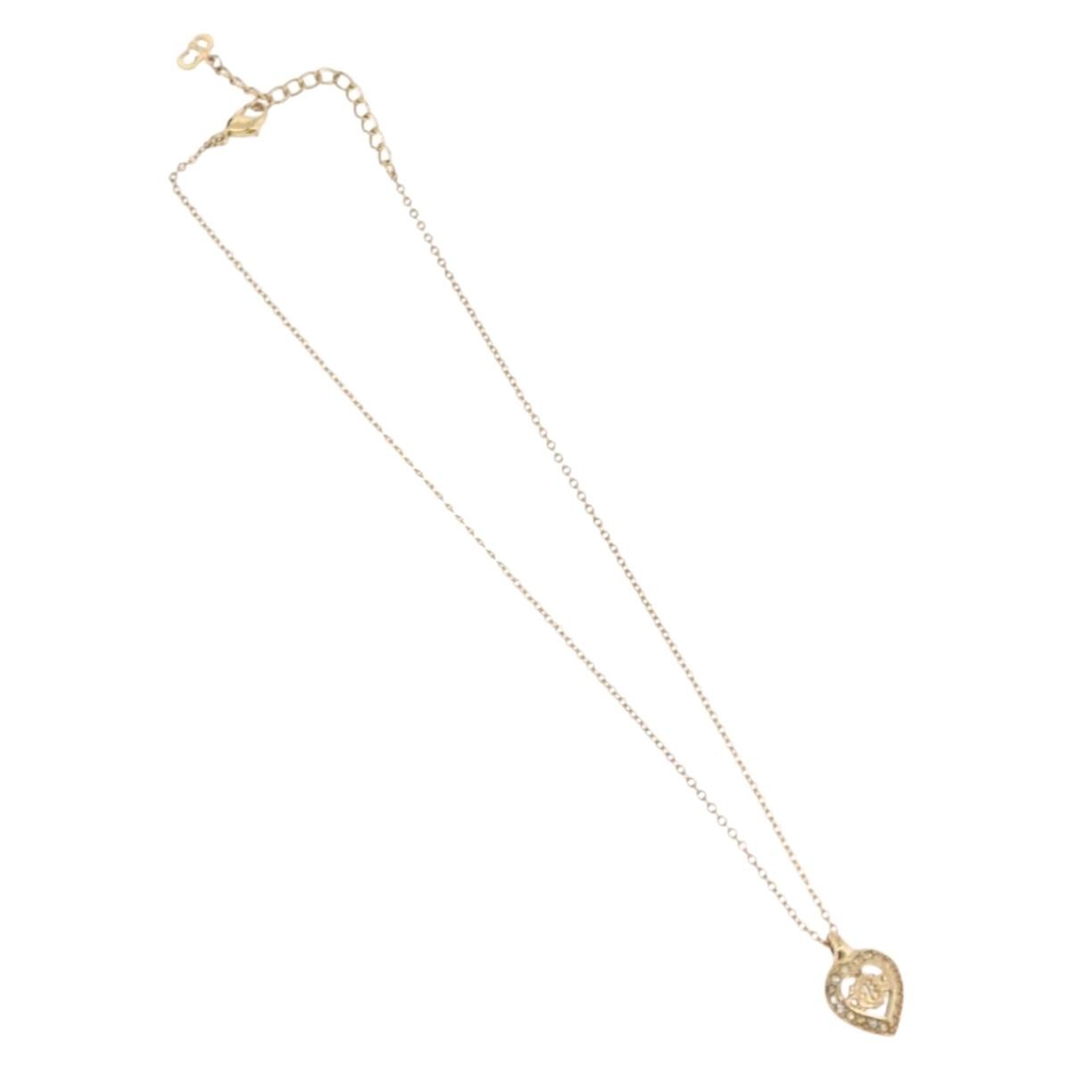 Christian Dior Logo Heart Pendant Metal Gold Bijoux