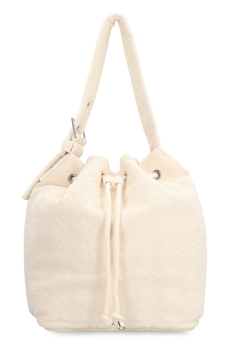 Tory Burch Towelling Cotton Bucket Bag — Beige