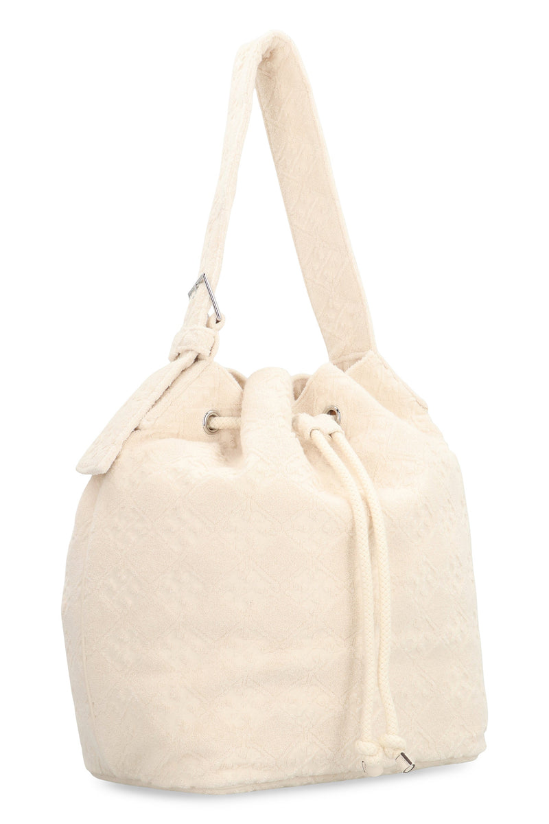 Tory Burch Towelling Cotton Bucket Bag — Beige