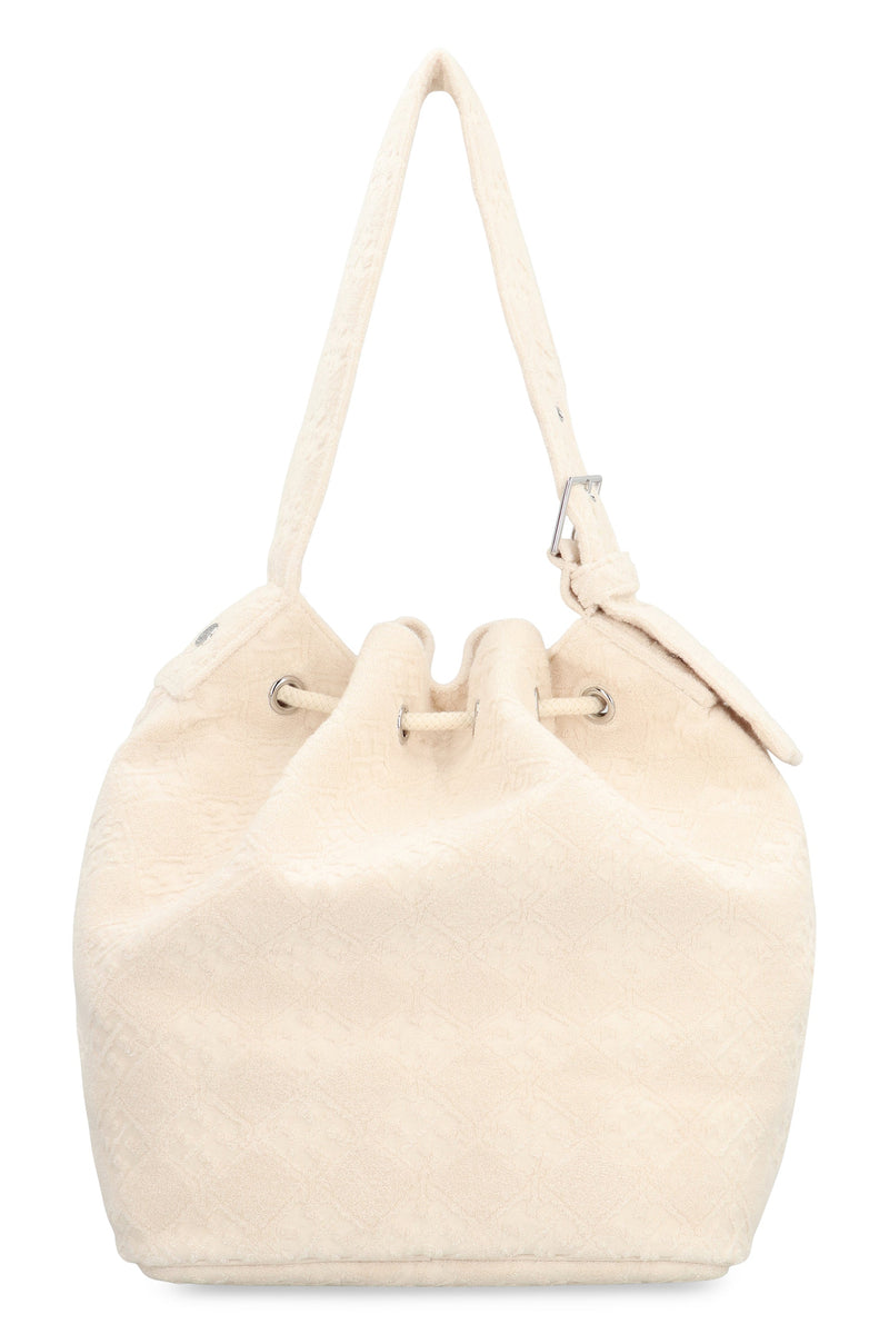 Tory Burch Towelling Cotton Bucket Bag — Beige