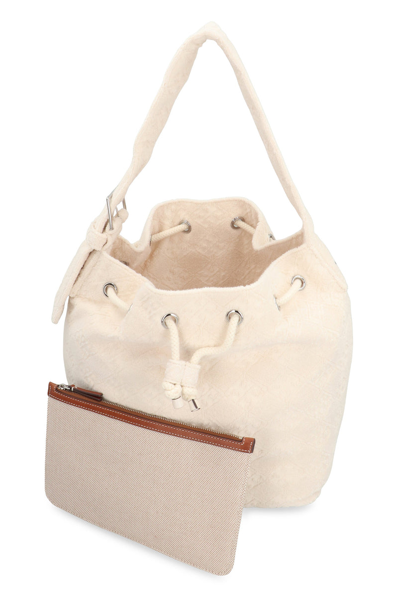 Tory Burch Towelling Cotton Bucket Bag — Beige