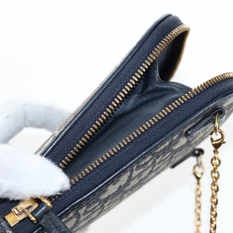 Christian Dior 30 Montaigne Phone Holder On Chain Oblique Canvas Navy Bag