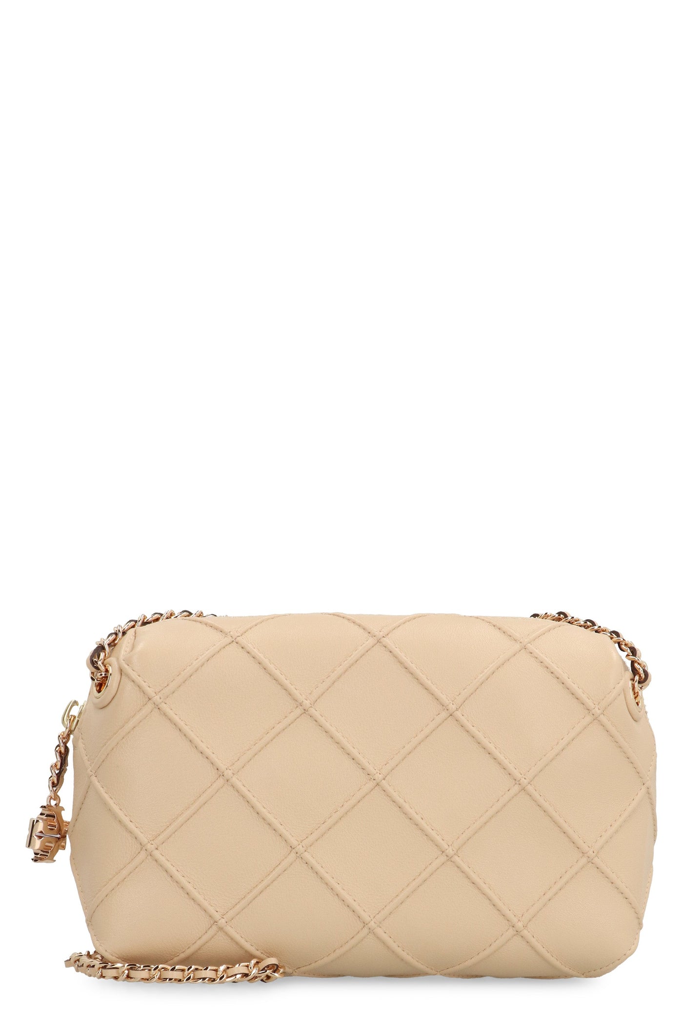 Tory Burch Quilted Lamb Leather Crossbody Bag — Beige