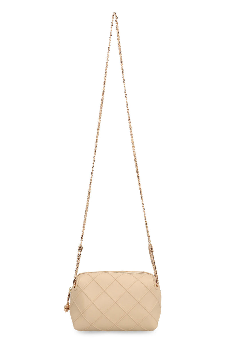 Tory Burch Quilted Lamb Leather Crossbody Bag — Beige