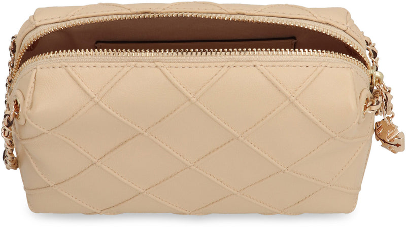 Tory Burch Quilted Lamb Leather Crossbody Bag — Beige