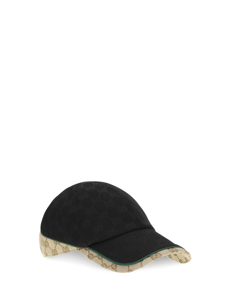Gucci A001i24hbk3 Gg Monogram Cotton Fabric Baseball Cap — Black Polyamide; Polyester; Caps
