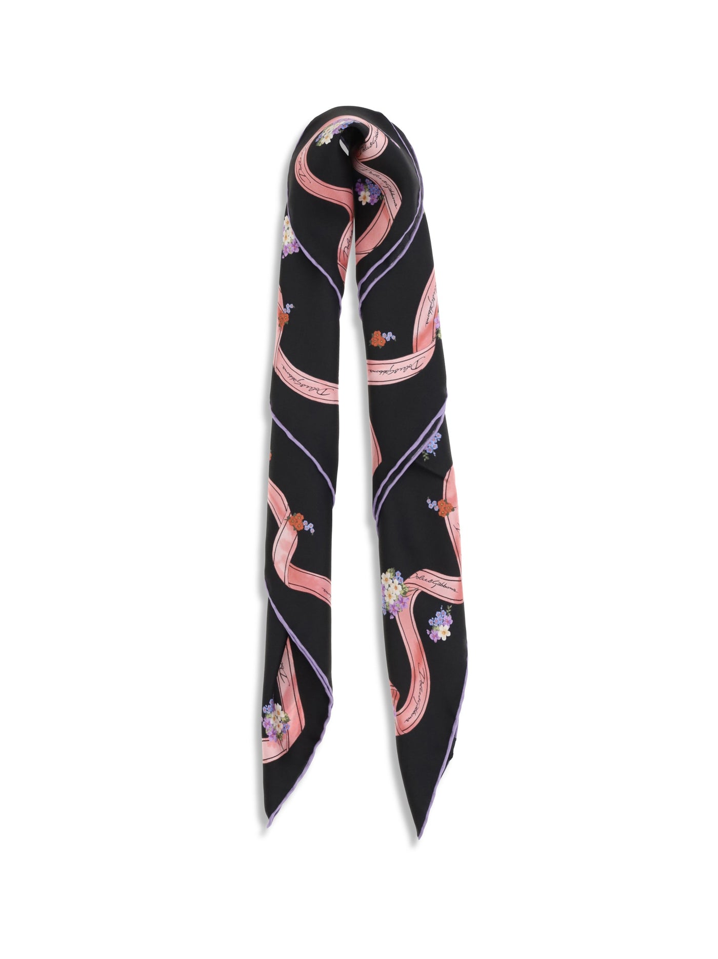 Dolce & Gabbana Fiorellini Floral Silk Scarf — Black Scarfs