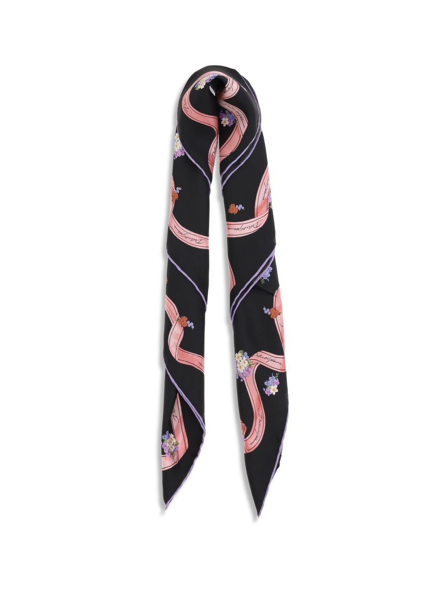 Dolce & Gabbana Fiorellini Floral Silk Scarf — Black Scarfs