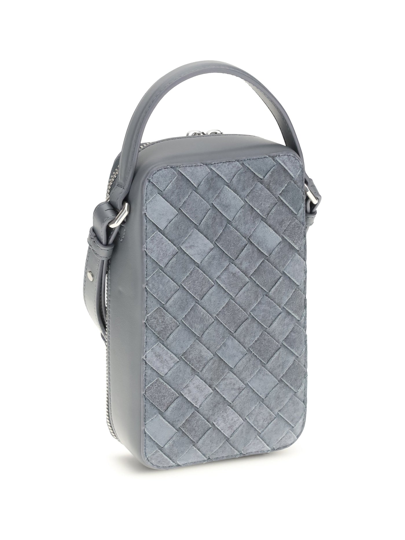 Bottega Veneta Top Handle Bag — Gray Calf Leather