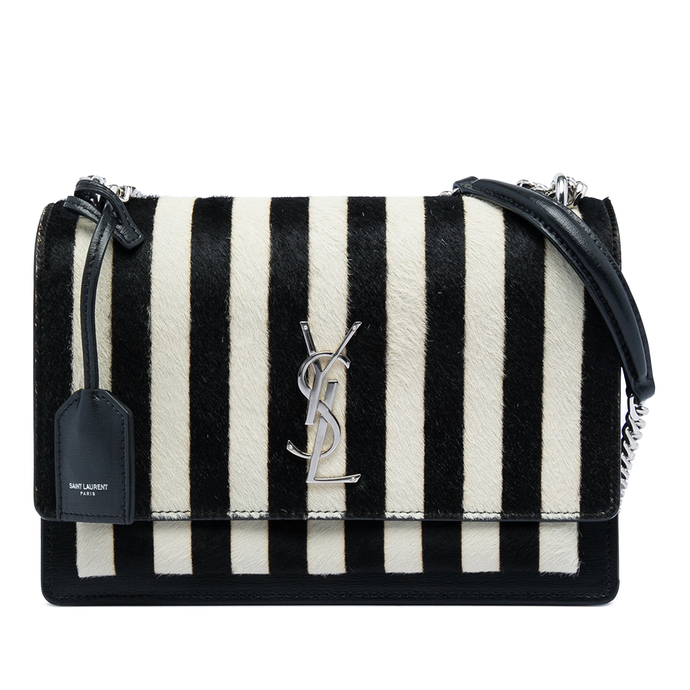 Medium Striped Ponyhair and Calfskin Monogram Sunset Crossbody - Image 1