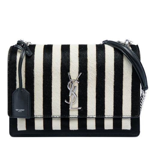 Medium Striped Ponyhair and Calfskin Monogram Sunset Crossbody - Image 1