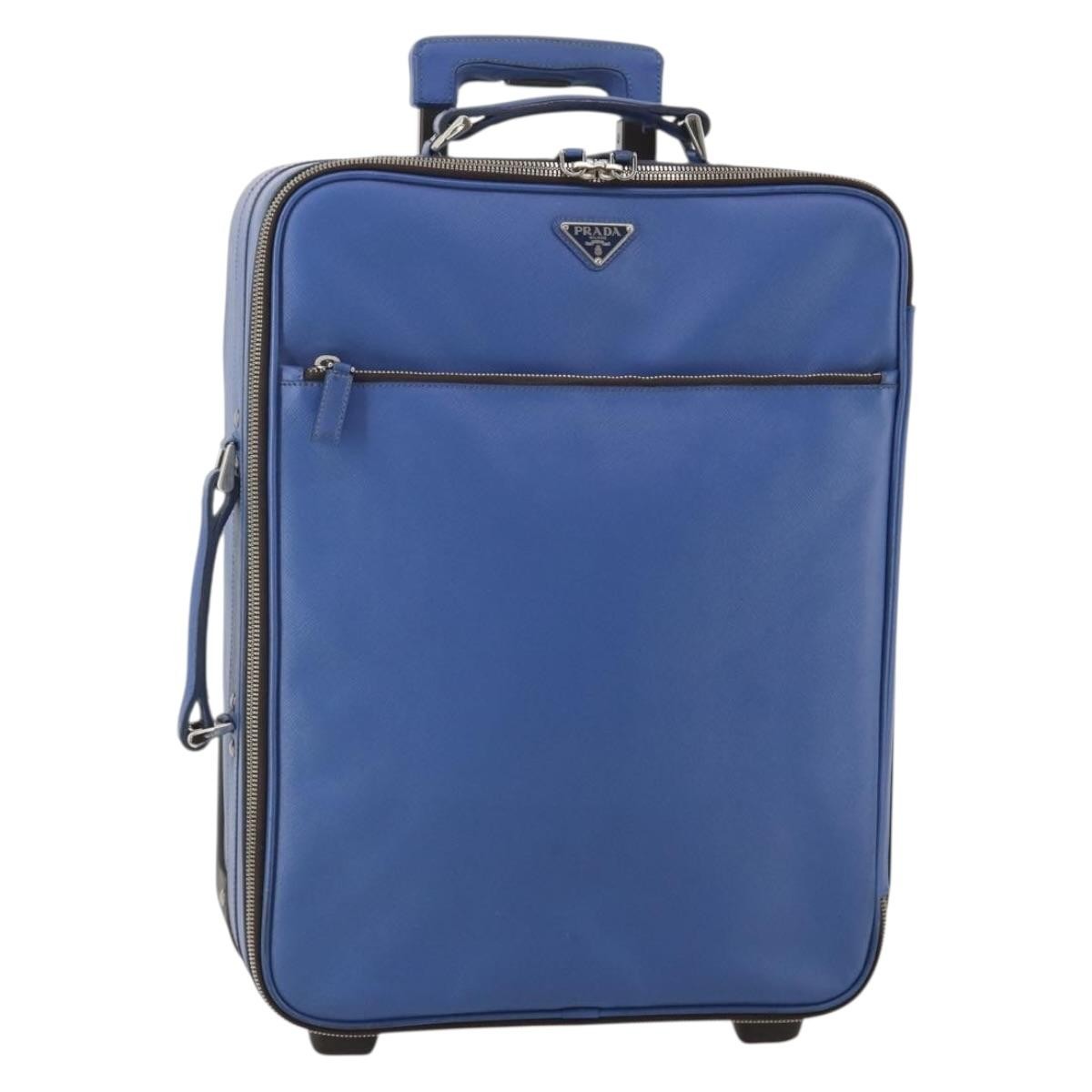 Prada Travel Bag Nylon Blue Leather