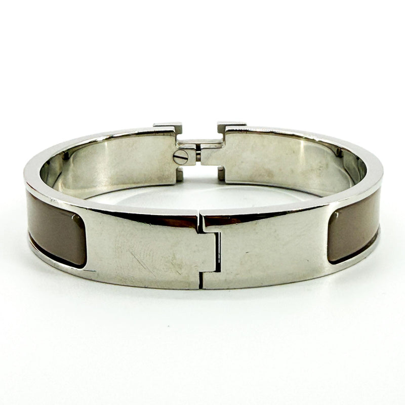 Hermes Clic H Enamel Brown Silver Bijoux